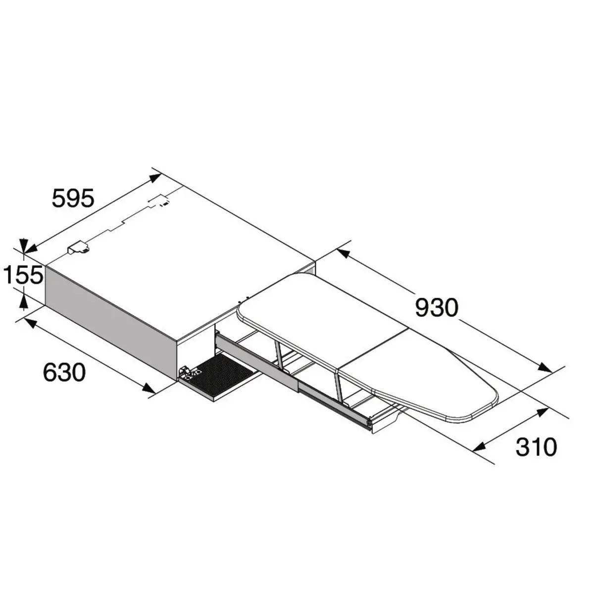 HI150G Uittrekbare strijkplank