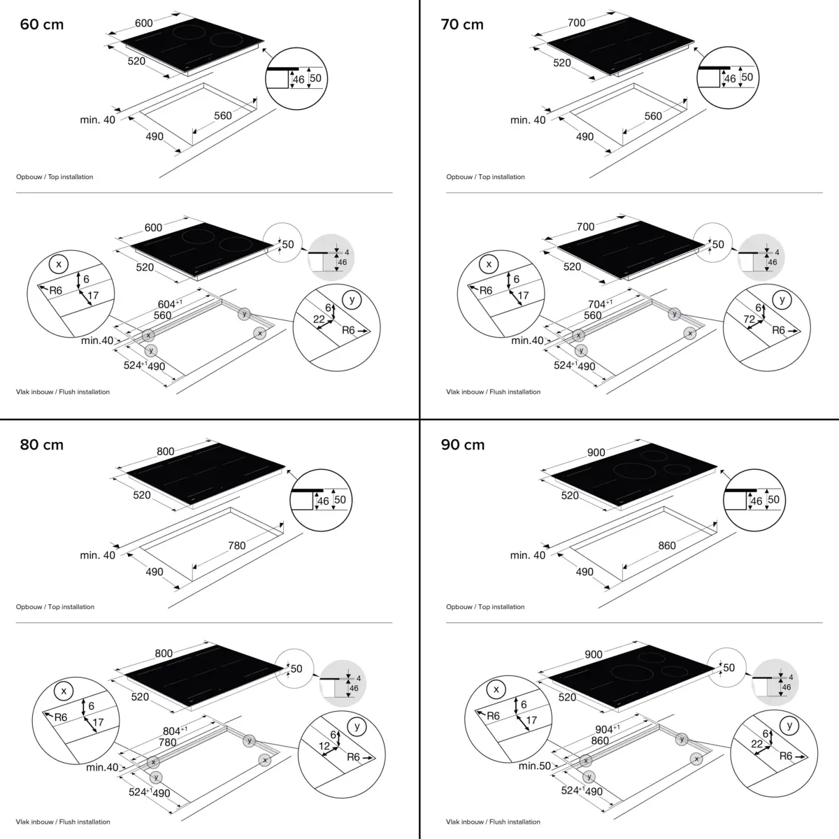 ATS52BS zijprofiel inductiekookplaten