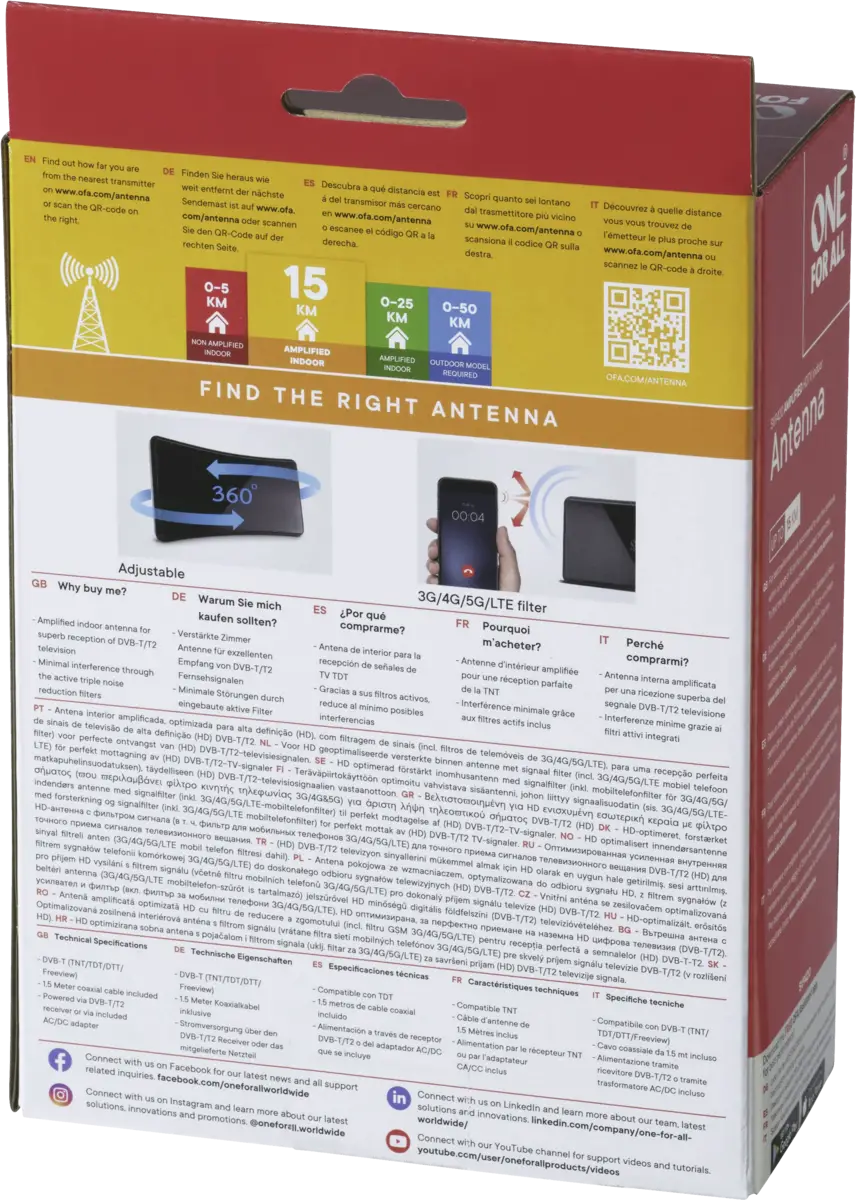 DVB-T2 Curved Antenne 5G black