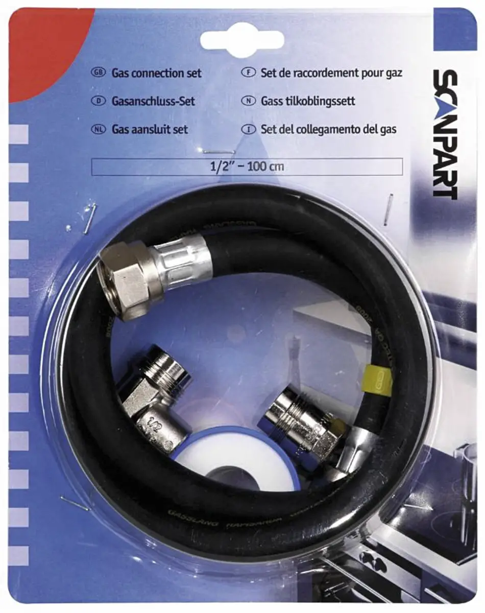 GAS AANSL.SET 1/2INCH 100CM BL