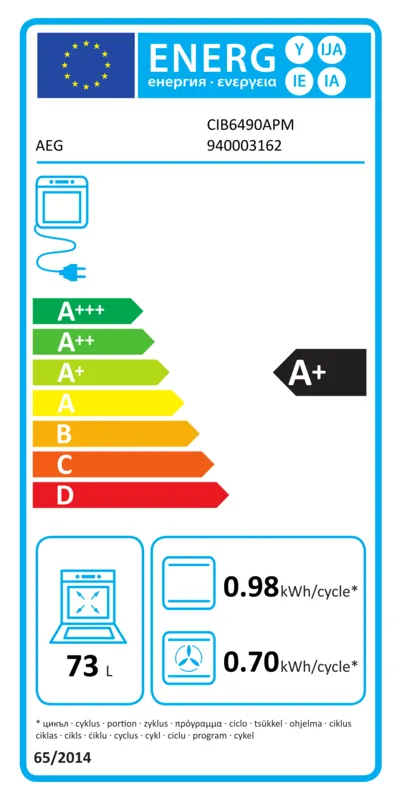 AEG CIB6490APM energielabel
