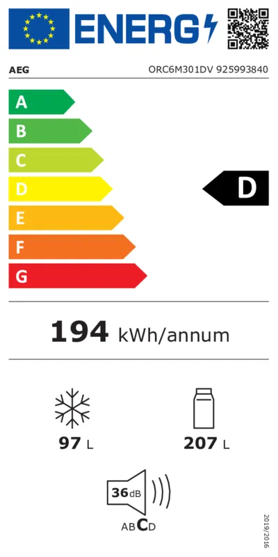 AEG ORC6M301DV energielabel