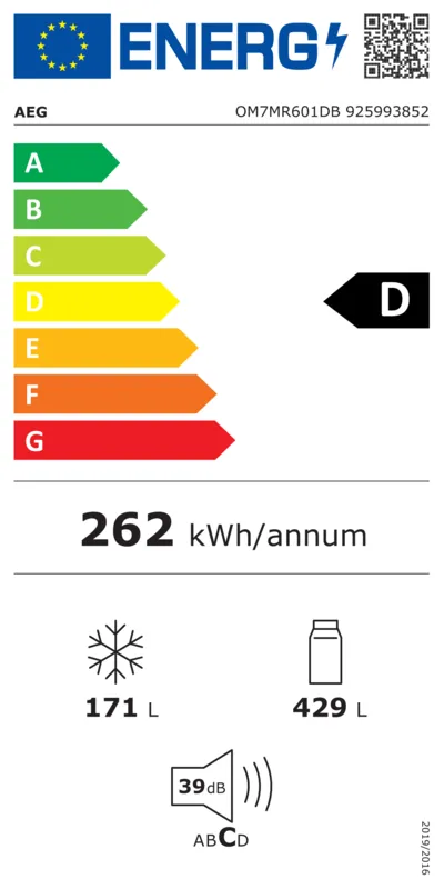 AEG OM7MR601DB (leverbaar 04/26) energielabel