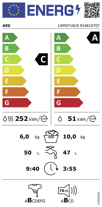 AEG LWR9716C6 energielabel
