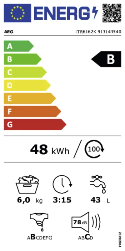 AEG LTR6162K energielabel