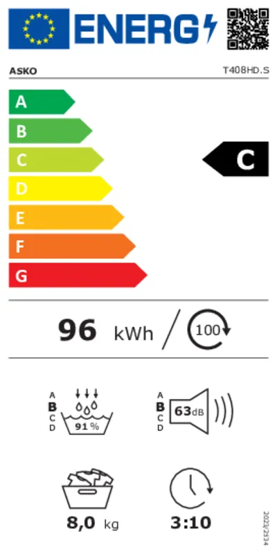 Asko T408HD.S energielabel