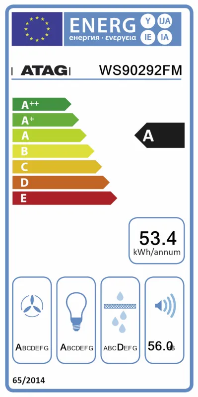Atag WS90292FM energielabel