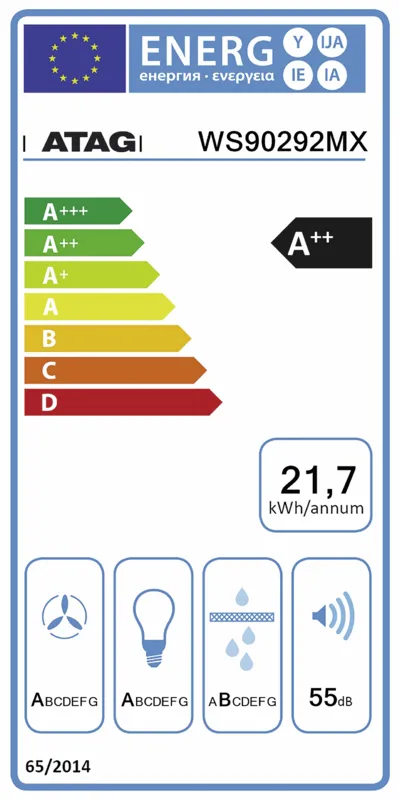 Atag WS90292MX energielabel
