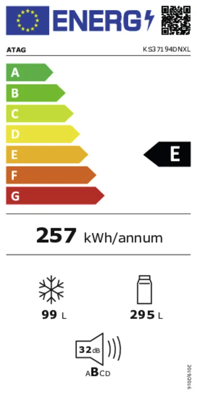 Atag KS37194DNXL energielabel