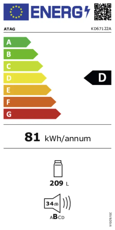 Atag KD67122A energielabel