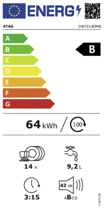 Atag DW7214OMB energielabel