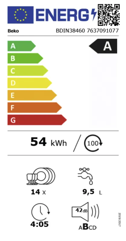 Beko BDIN38460 energielabel