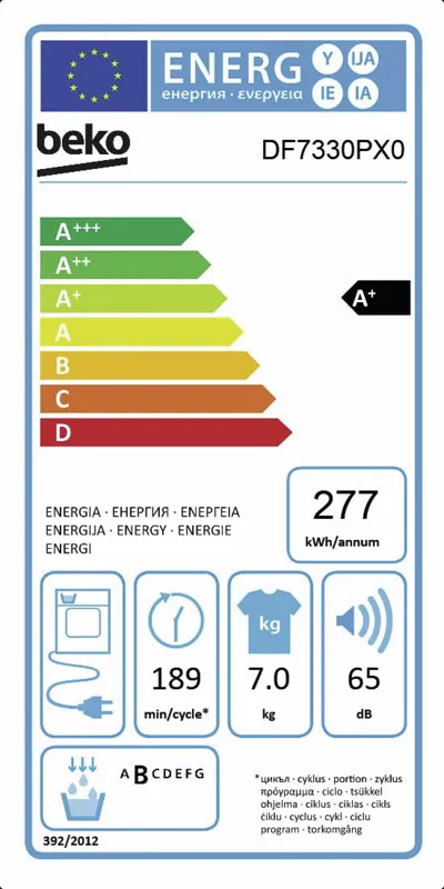 Beko DF7330PXO energielabel