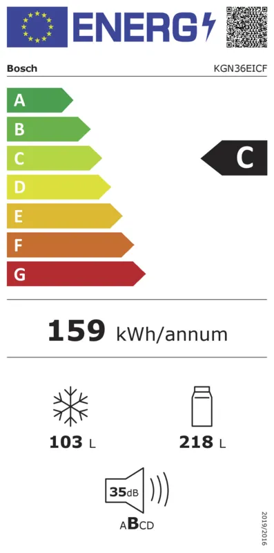 Bosch KGN36EICF Exclusiv energielabel