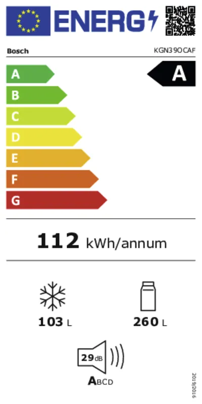 Bosch KGN39OCAF Exclusiv energielabel