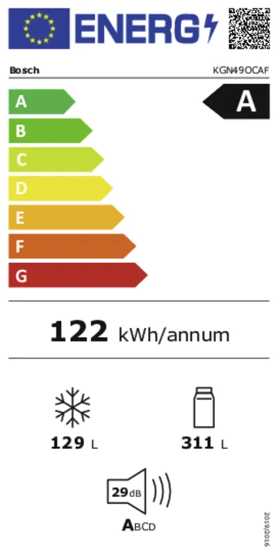 Bosch KGN49OCAF Exclusiv energielabel