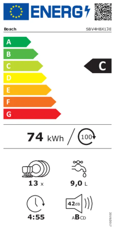 Bosch SBV4HBX13E energielabel