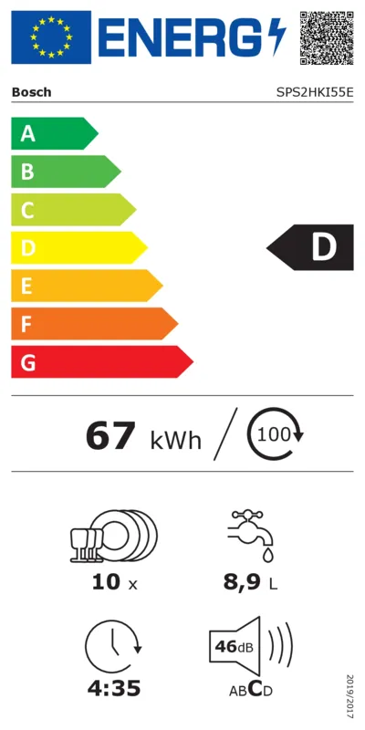 Bosch SPS2HKI55E energielabel