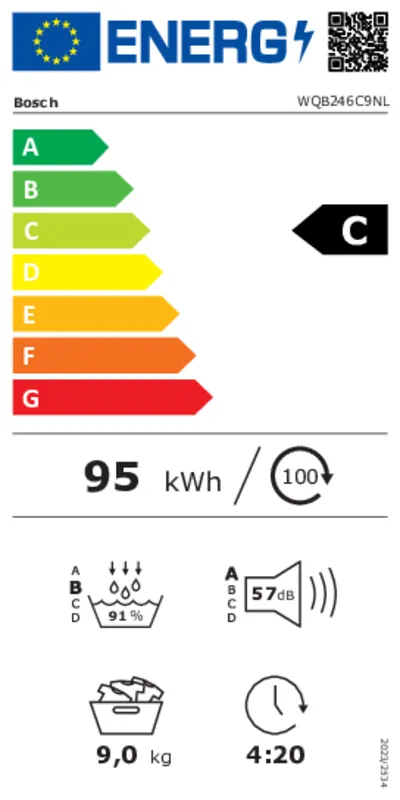 Bosch WQB246C9NL Exclusiv energielabel