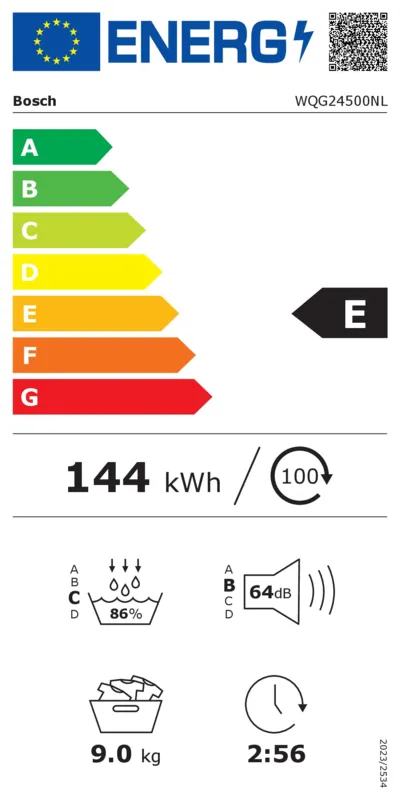 Bosch WQG24500NL energielabel