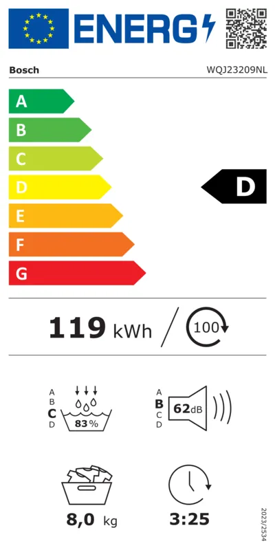 Bosch WQJ23209NL energielabel