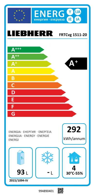 Liebherr FRTCvg 1511-20 energielabel
