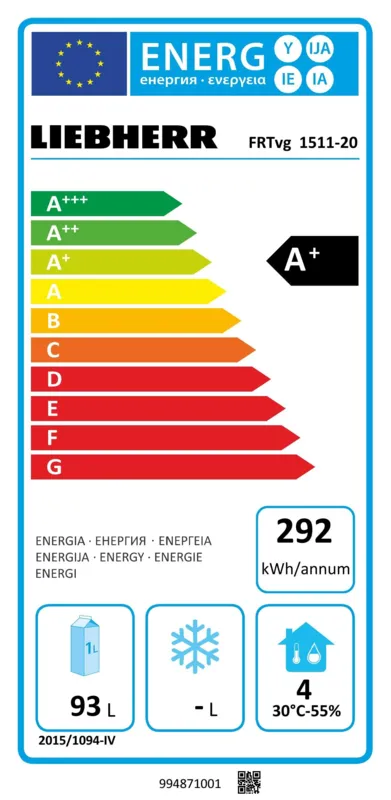 Liebherr FRTvg 1511-20 energielabel