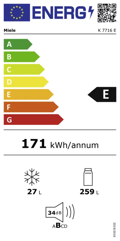 Miele K 7716 E energielabel