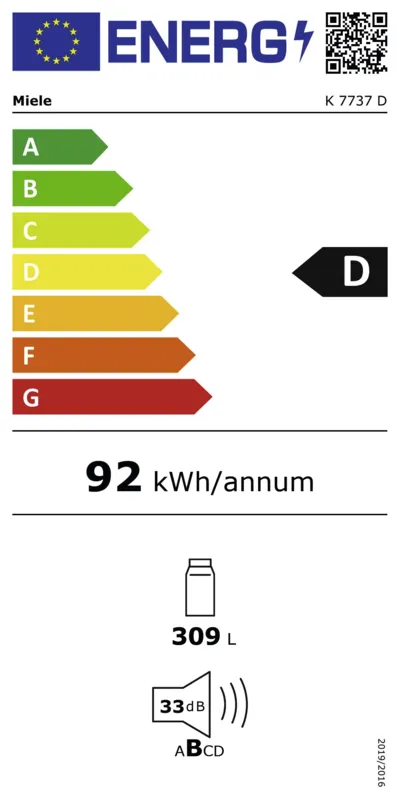 Miele K 7737 D energielabel