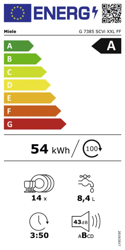 Miele G 7385 SCVi XXL FF energielabel