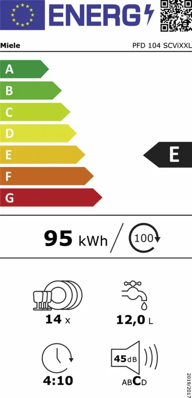 Miele PFD 104 SCVi XXL energielabel