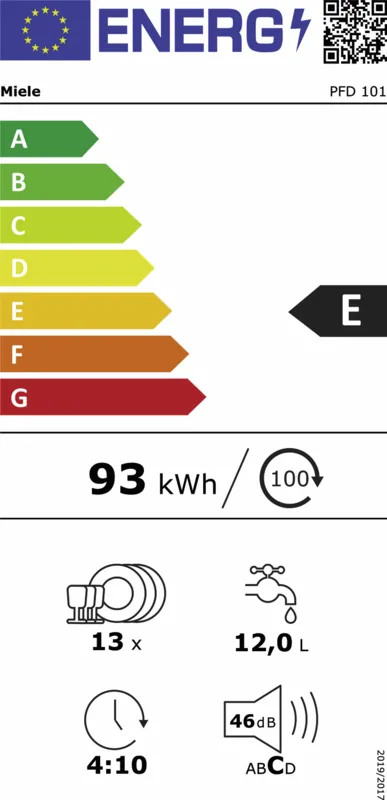 Miele PFD 101 energielabel