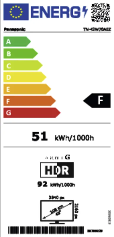 Panasonic TN-43W70AEZ energielabel