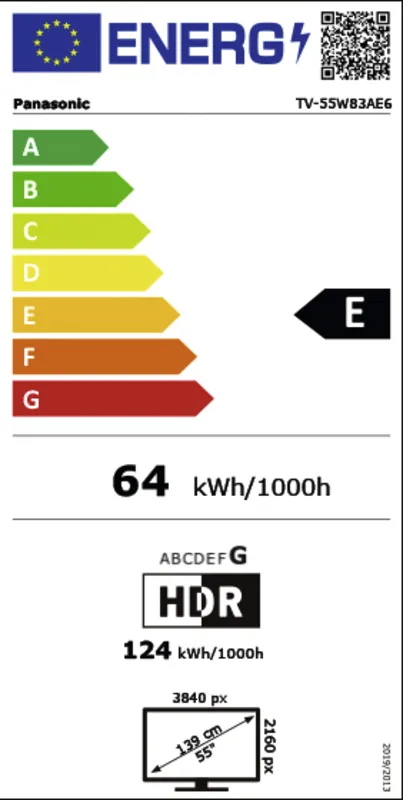 Panasonic TV-55W83AE6 energielabel