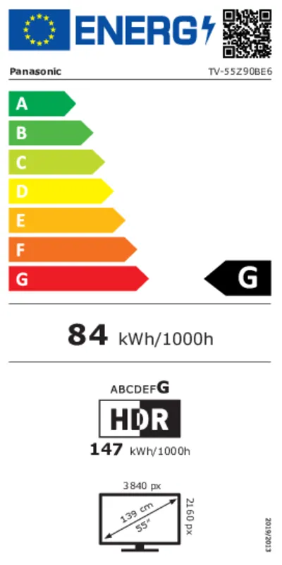Panasonic TV-55Z90BE6 energielabel