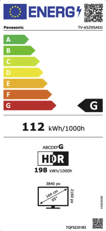 Panasonic TV-65Z95AEG energielabel