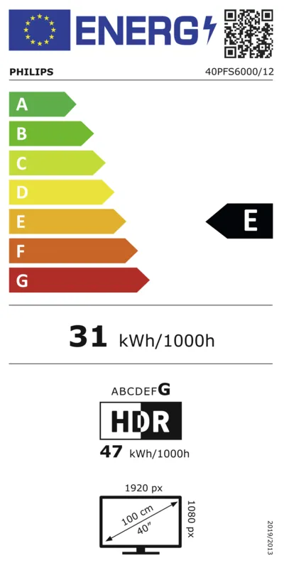 Philips 40PFS6000/12 energielabel