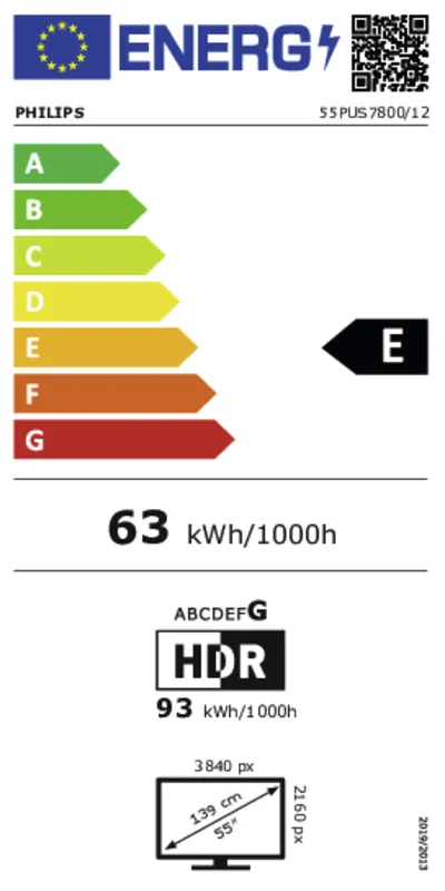 Philips 55PUS7800/12 energielabel