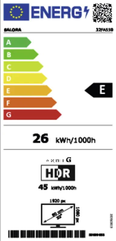 Salora 32FA550 energielabel