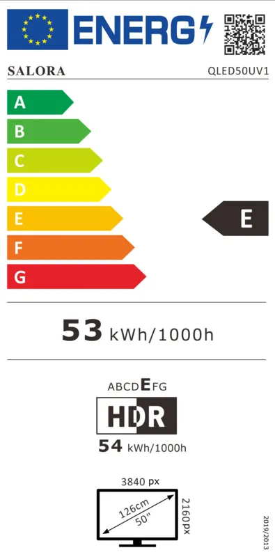 Salora QLED50UV1 energielabel