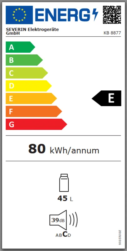 Severin KB 8877 energielabel