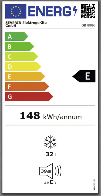 Severin GB 8886 energielabel