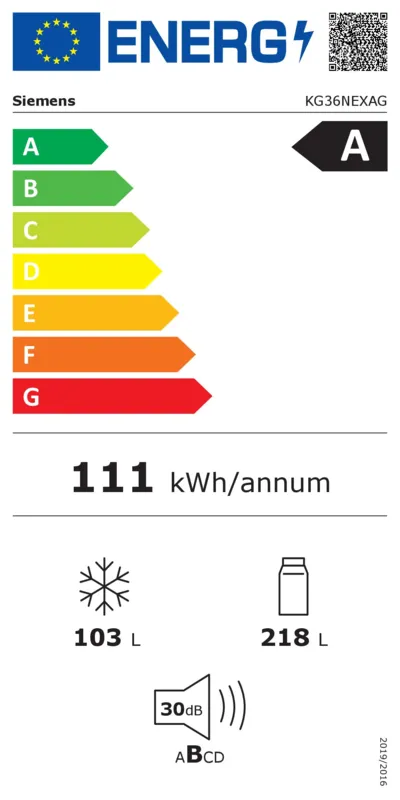 Siemens KG36NEXAG energielabel