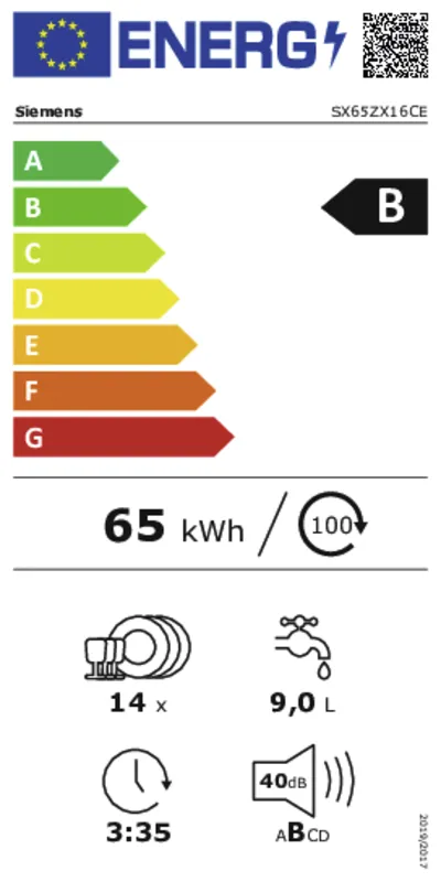 Siemens SX65ZX16CE energielabel