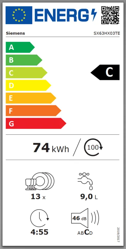 Siemens SX63HX03TE energielabel