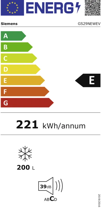 Siemens GS29NEWEV Exclusiv energielabel