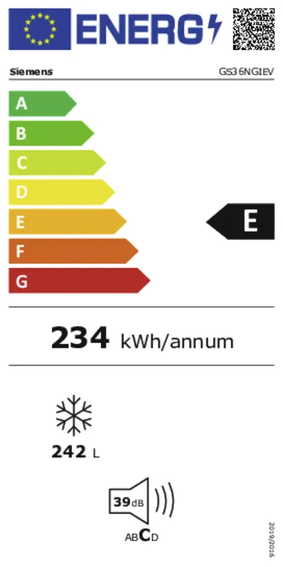 Siemens GS36NGIEV Exclusiv energielabel