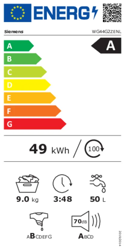 Siemens WG44G2ZENL energielabel