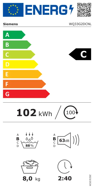 Siemens WQ33G2DCNL energielabel