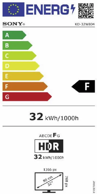 Sony KD32W804P1AEP energielabel